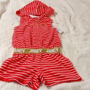 Juicy Couture white and red hoodie gold zipper front would look beautiful NWT.